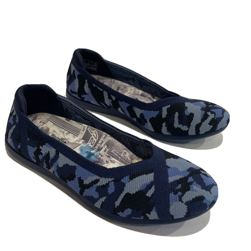 Clarks Carly Wish Ballet Flats Camo Blue Women's Mesh Slip On Shoes Size 8.5 NEW